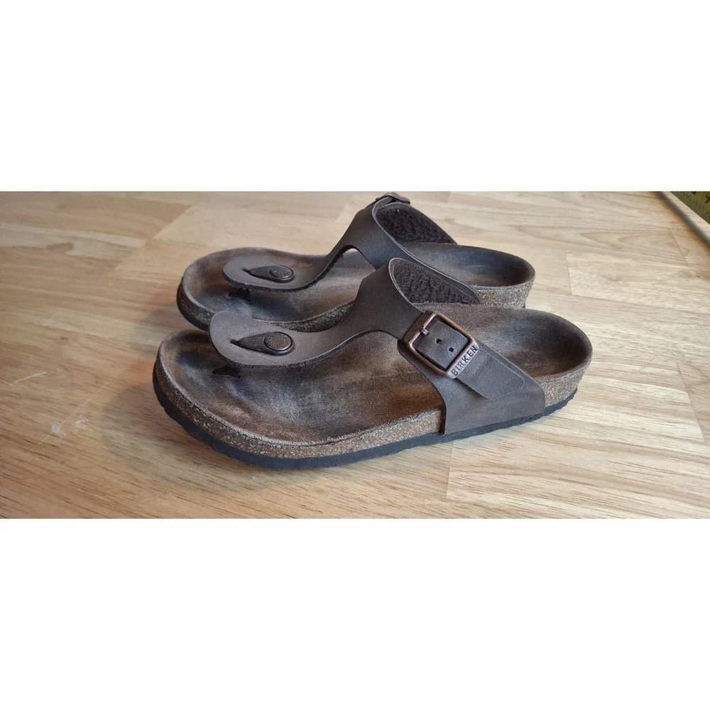 Birkenstock Kids Gizeh Brn Birko-Flor Thong Sandals Cork Footbed Youth EU 34/35